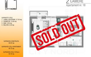 Apartament 2 Camere - 50.6 mp – CITY NORD Ștefan cel Mare - Poză 1