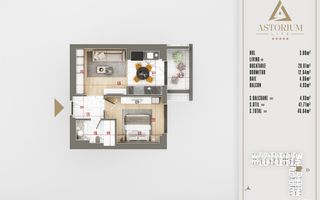 2 camere  proiect premium titan pallady - Schiță 6