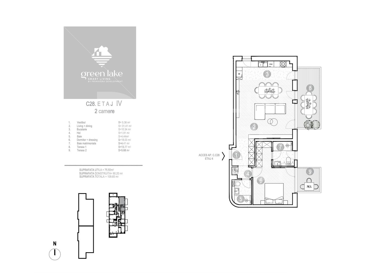 Apartament cu 2 camere și terasa - București. - Poză 7