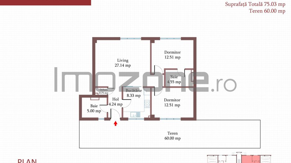 3 camere, CURTE 67 mp si 2 PARCARI proprii, 75 MP, FINISAT MODERN,  COMISION 0% - Poză 11