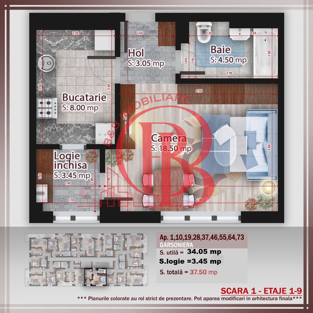 Garsoniera ideala pt  investitie Titan Pallady Metrou Nicolae Teclu - Schiță 13