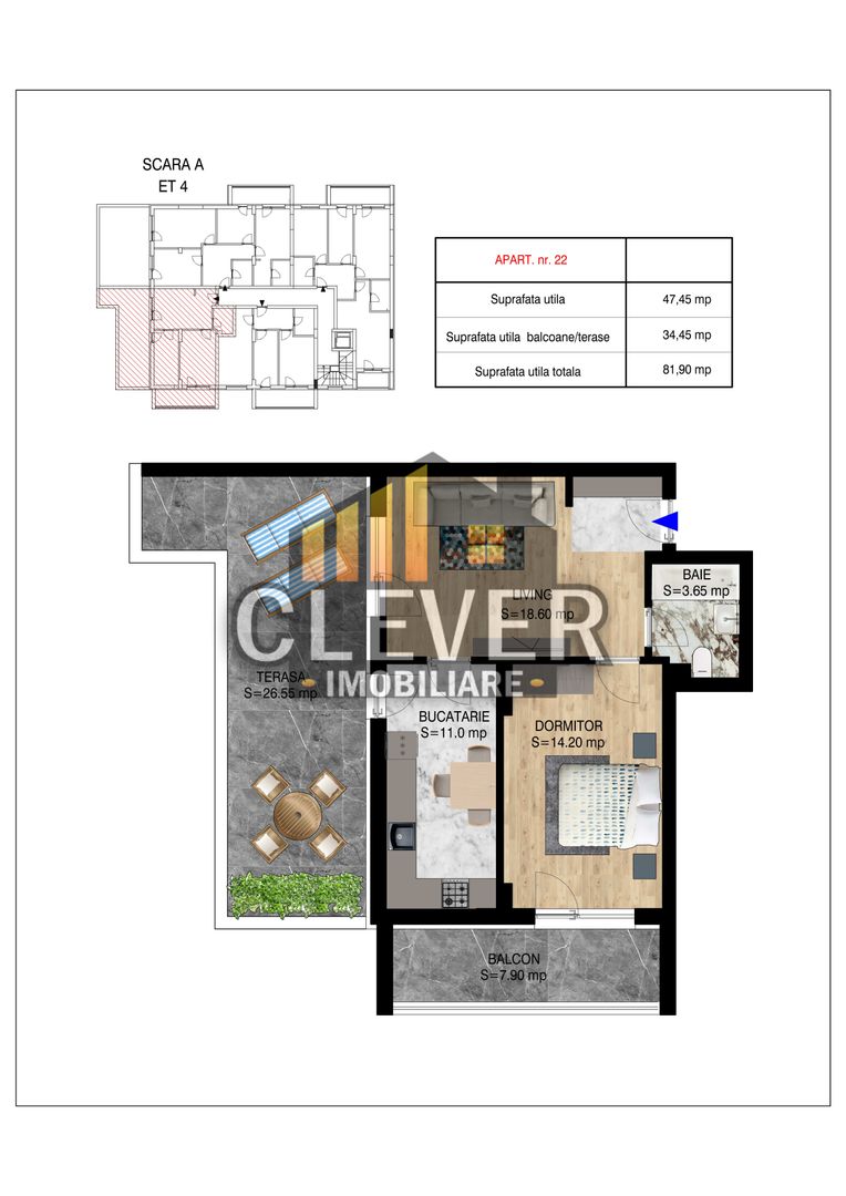 Apartament 2 camere cu Terasa Metrou Nicolae Teclu - Poză 2