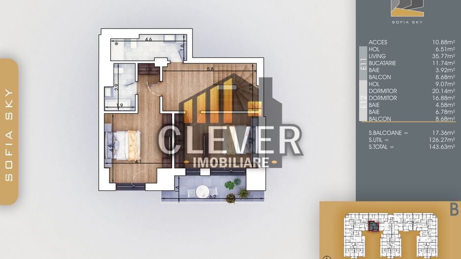3 Camere-Duplex 7 Min. Metrou Teclu Incalzire in Pardoseala - Poză 3
