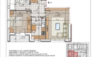 Apartament 2 Camere | 53,74 mp Utili | Bucatarie Separata | Pallady - Schiță 12
