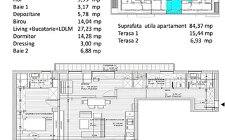 Apartament 3 camere 82 mp + 2 terase de 24 mp zona rezidentiala aerisita - Poză 19