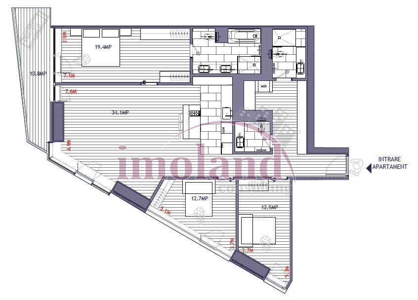 Apartament 4 camere si parcare - vanzare - Barbu Vacarescu-Floreasca - Schiță 23