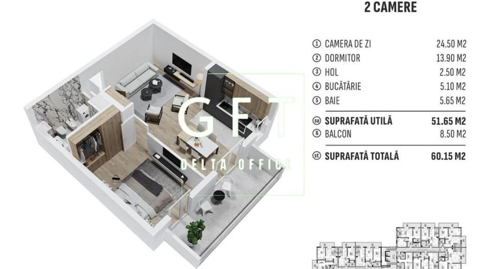 Apartament modern, 2 camere ! Comision 0! - Poză 1