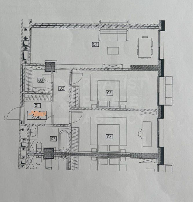Vânzare, apartament, 3 camere, bd. Renaşterii Naţionale, Râșcani - Schiță 2