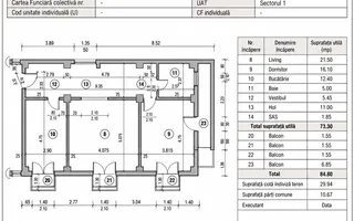 2 CAMERE ÎN CHITILA | 73,30 MP | 4 BALCOANE | CENTRALĂ | MOBILAT - Schiță 18