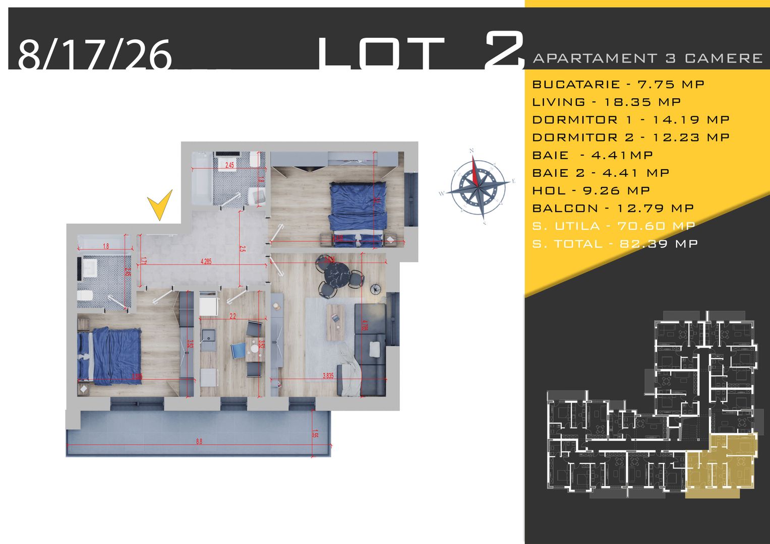 3 camere Parcare Bonus Titan Pallady Pret Promo de Lansare - Schiță 9