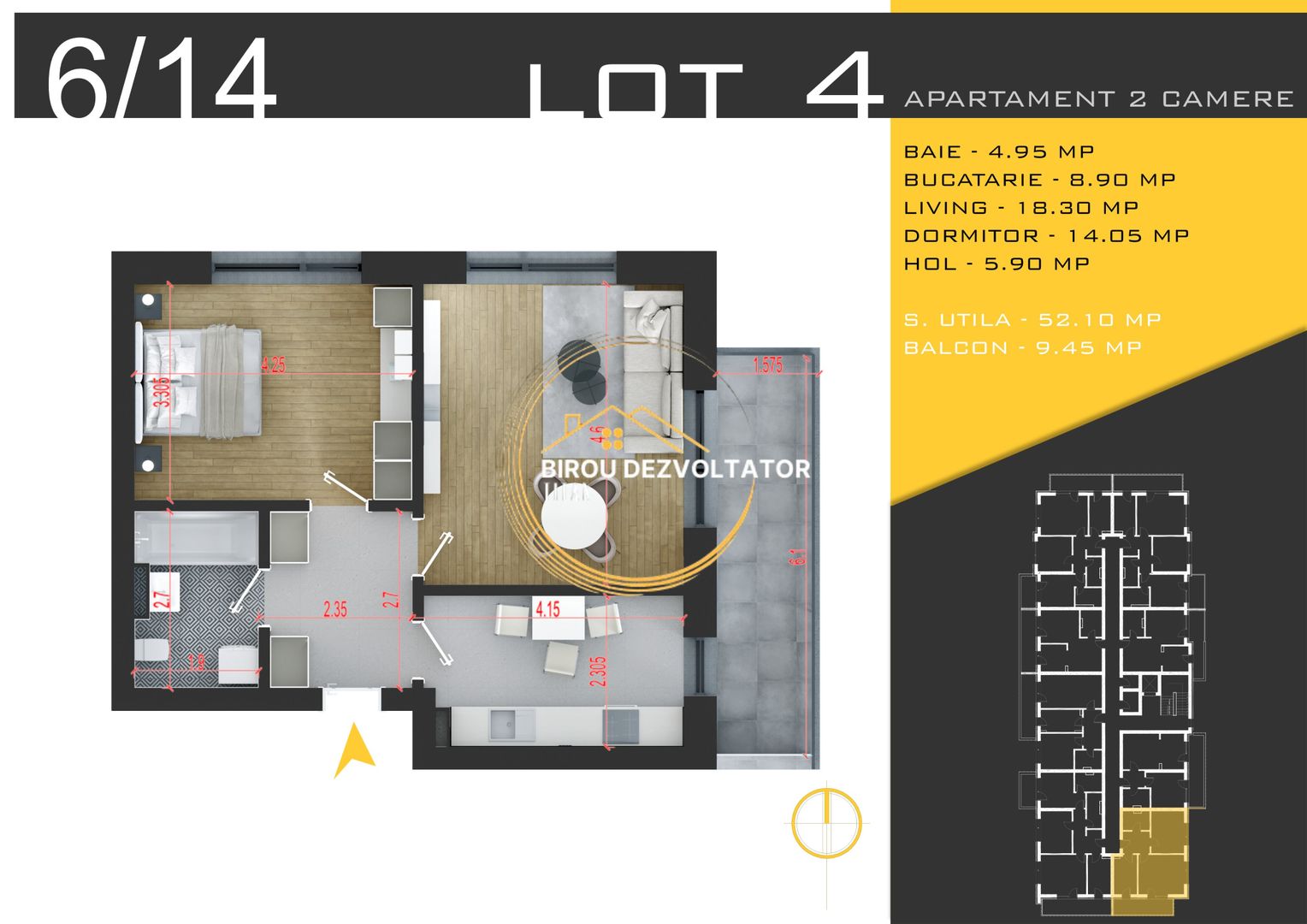 Decomandat Luminos 15 minute de metrou Teclu IKEA Titan Pallady Modern - Schiță 4