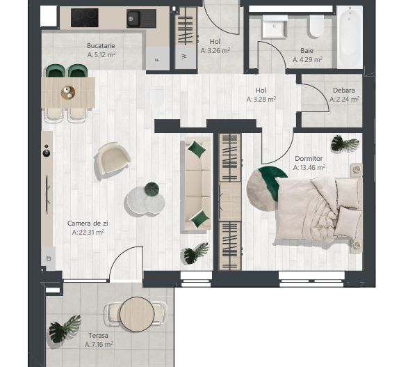 Apartament nou cu 2 camere si debara | Denya Forest - Poză 8