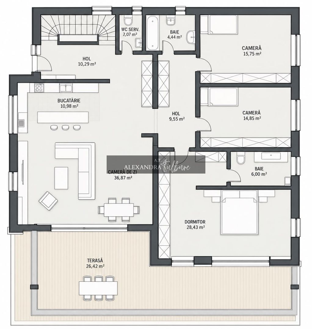 Duplex 4 camere, 170 mp, S+P+ET,  rooftop 100 mp, 4 garaje - Poză 27
