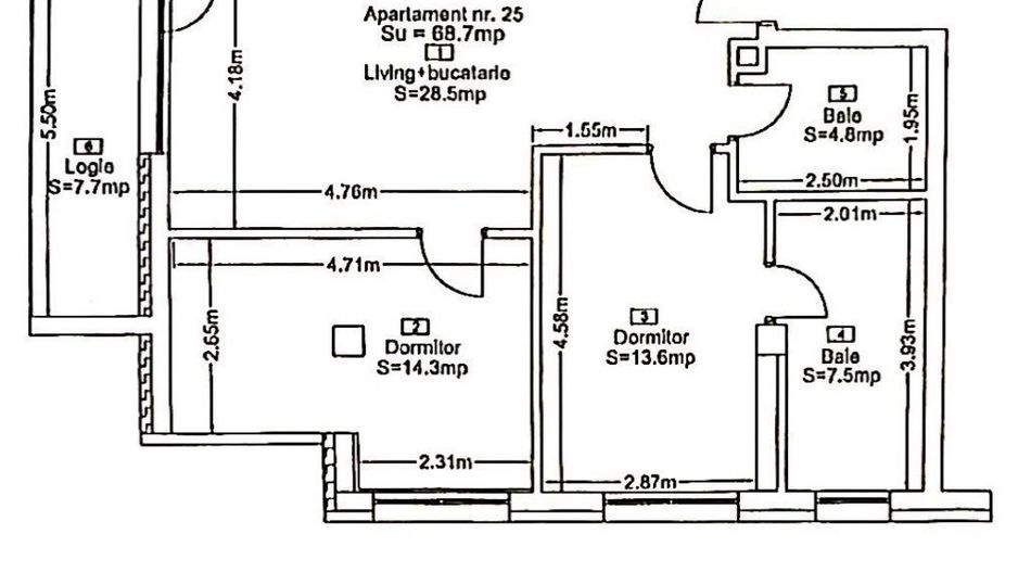 Apartament 3 camere in zona parcului Poligon - Schiță 21