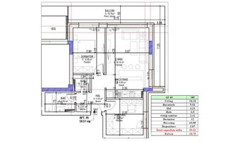 Apartament 2.5 Camere Sala Polivalentă | 59 mp Util + 18 mp Balcon - Schiță 14