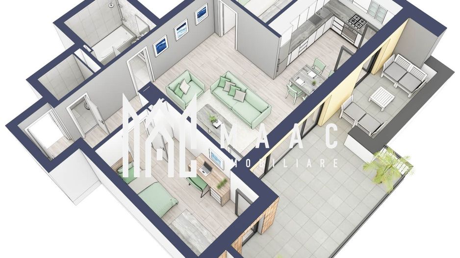 Apartament 3 camere | Balcon 22.2 mp | Etaj 3 | Turnisor - Poză 2