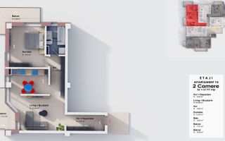 Apartament 2 camere 68 mp Bucium 85000 euro - Poză 8