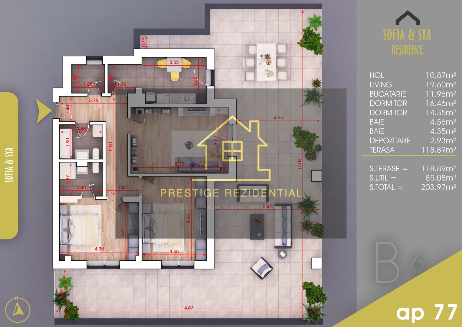 3 camere cu TERASA ,BONUS Parcare, Metrou N Teclu,Pallady - Poză 3