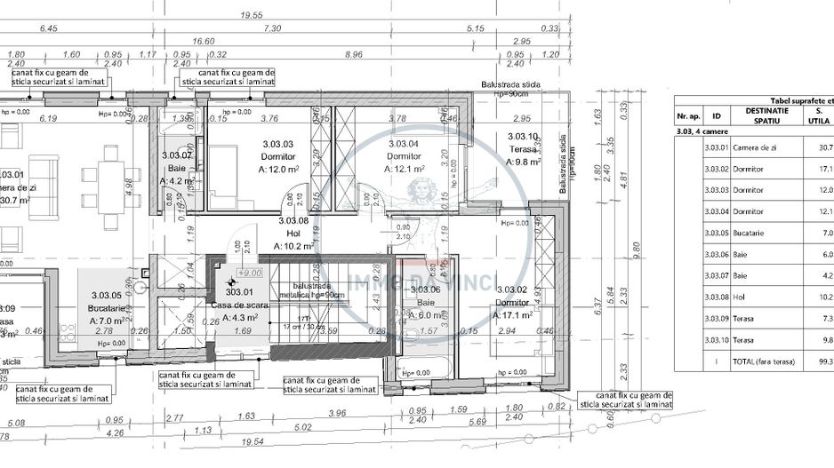 Apartament exclusivist 4 camere, 17mp terase, singur pe etaj Marasti - Schiță 4