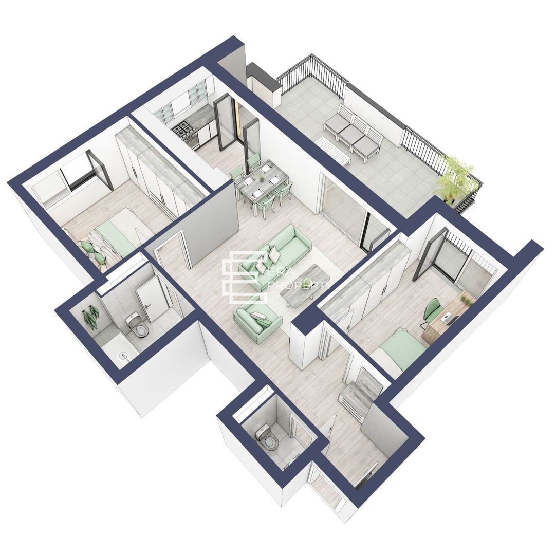 Apartament 3 Camere | 66,5 mp + Terasă 27 mp | – Sibiu - Schiță 14