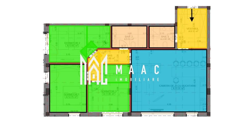 Apartament 4 camere | 95,05 mp utili | Etaj 1 |  Arhitecților - Poză 3