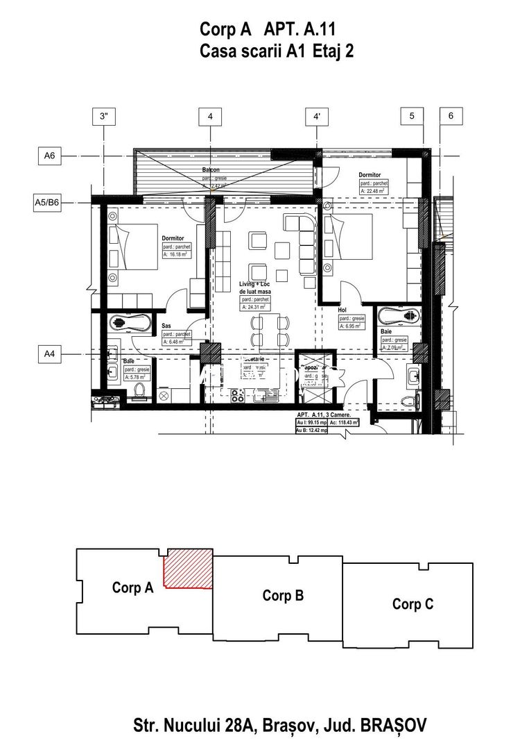 Apartament cu 3 camere | Noua | 100 mp Utili - Poză 3