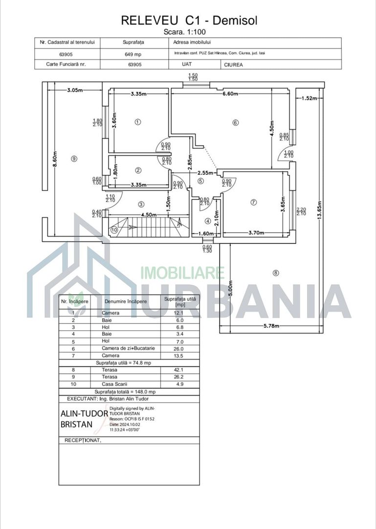 Apartament 3 camere cu gradina – Hlincea, zona Cetățuia | 75 mp - Poză 8