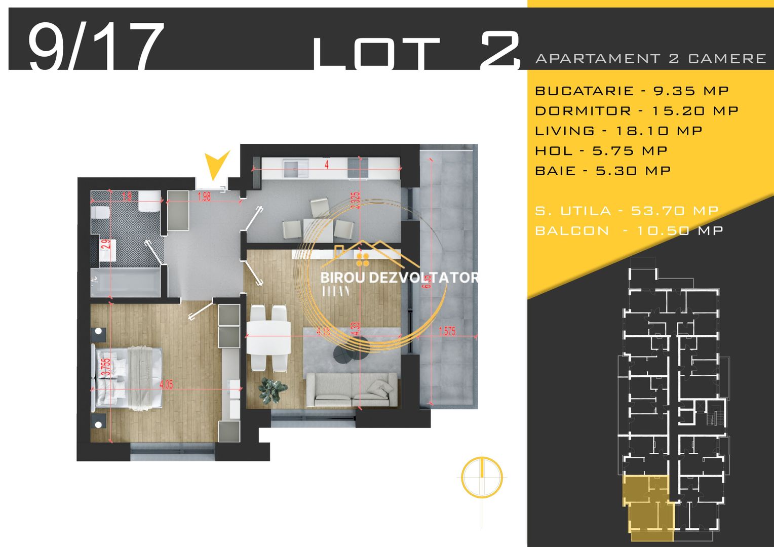 Decomandat Luminos 15 minute de metrou Teclu IKEA Titan Pallady Modern - Poză 12