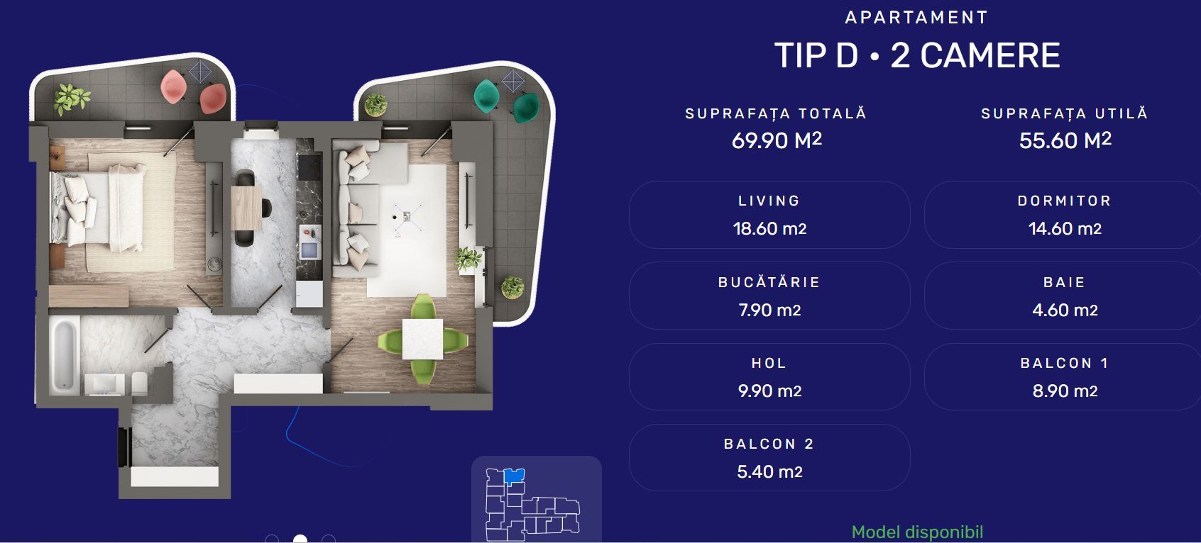 Apartament 2CD, 63.34mp - Poză 3