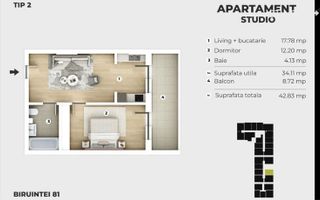 studio ansamblul 81 Residence 7 minute metrou Berceni - Poză 8