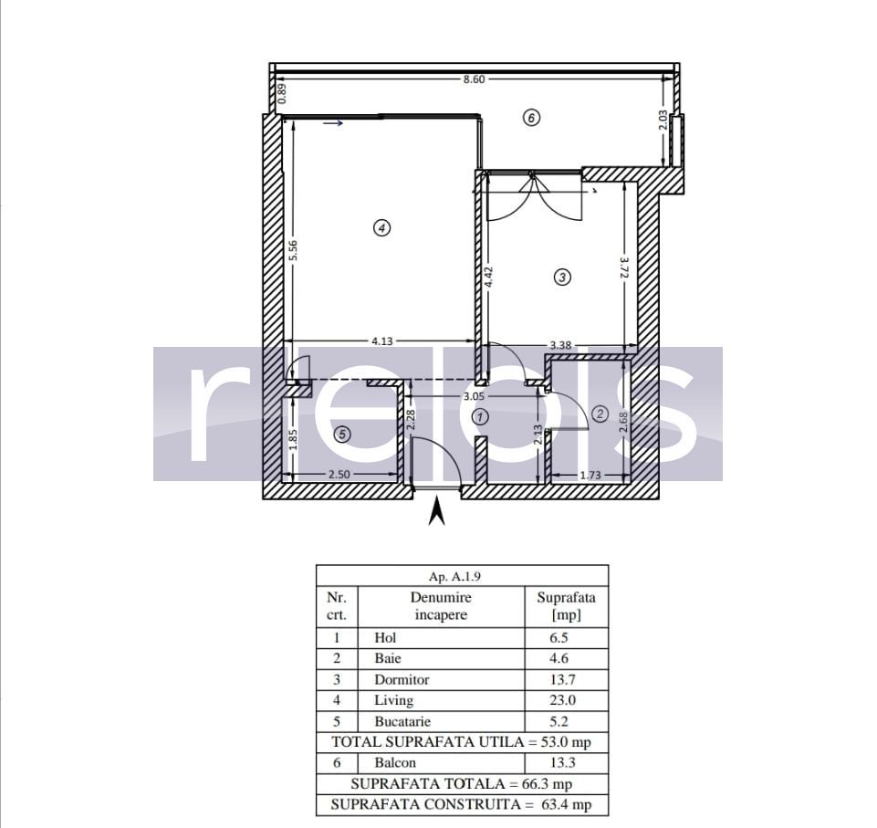 APARTAMENT PREMIUM 2 CAMERE | YACHT KID | 53MP | MOBILAT-UTILAT LUX | - Schiță 15
