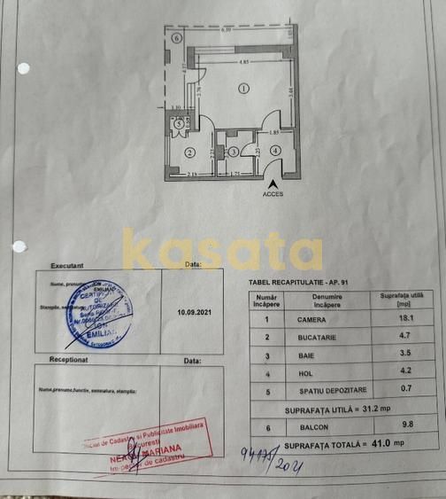 Garsonieră renovată complet, 41mp, cu lift – Lujerului - Schiță 22