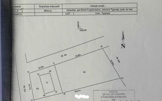 Teren intravilan 960 mp, deschidere 31 m, utilități, acces asfaltat – sat Mihail Kogălniceanu, comuna Țigănași, județul Iași - Poză 1