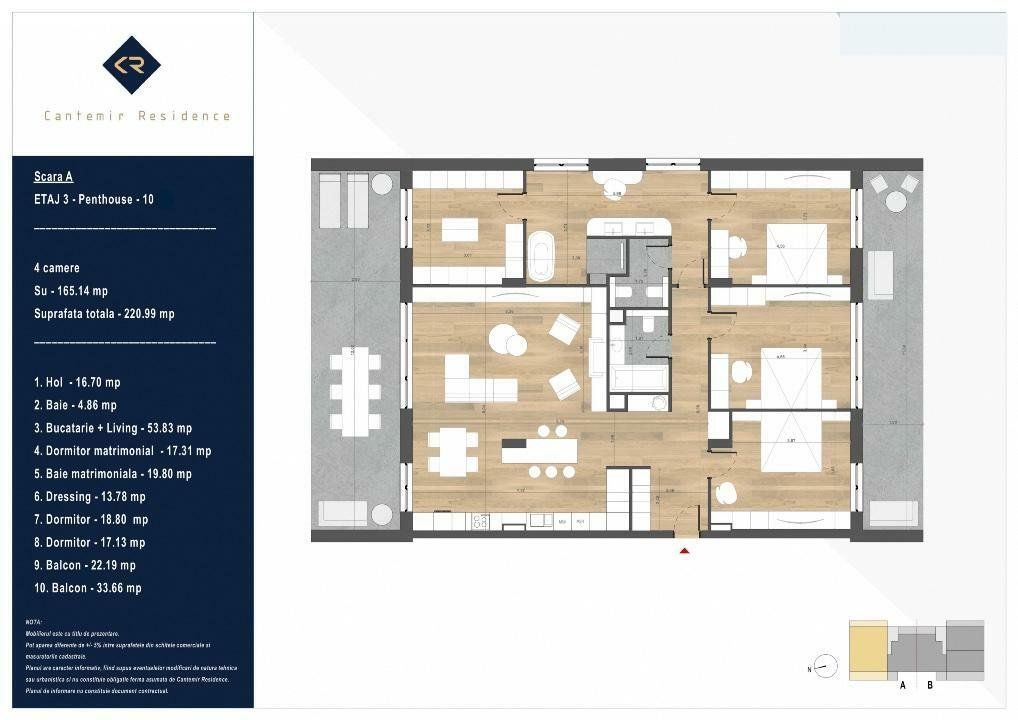 Penthouse 5 camere*parcare subterana*TVA inclus*Cantemir Residence - Poză 13