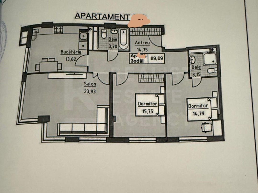 Vânzare, apartament, 3 camere, strada Ceucari, Râșcani - Schiță 2