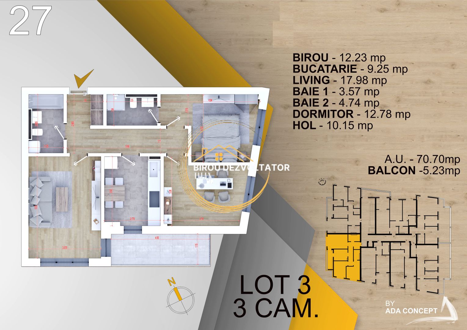 Decomandat Nzeb 2 bai Ansamblu premium Titan Metrou STB Parcul Teilor - Schiță 5