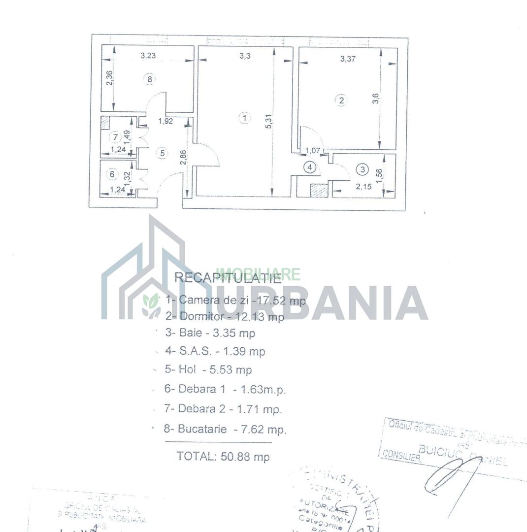 Apartament 2 camere, 51 mp, semidecomandat, Copou – zona Universității A. I. Cuza - Poză 8