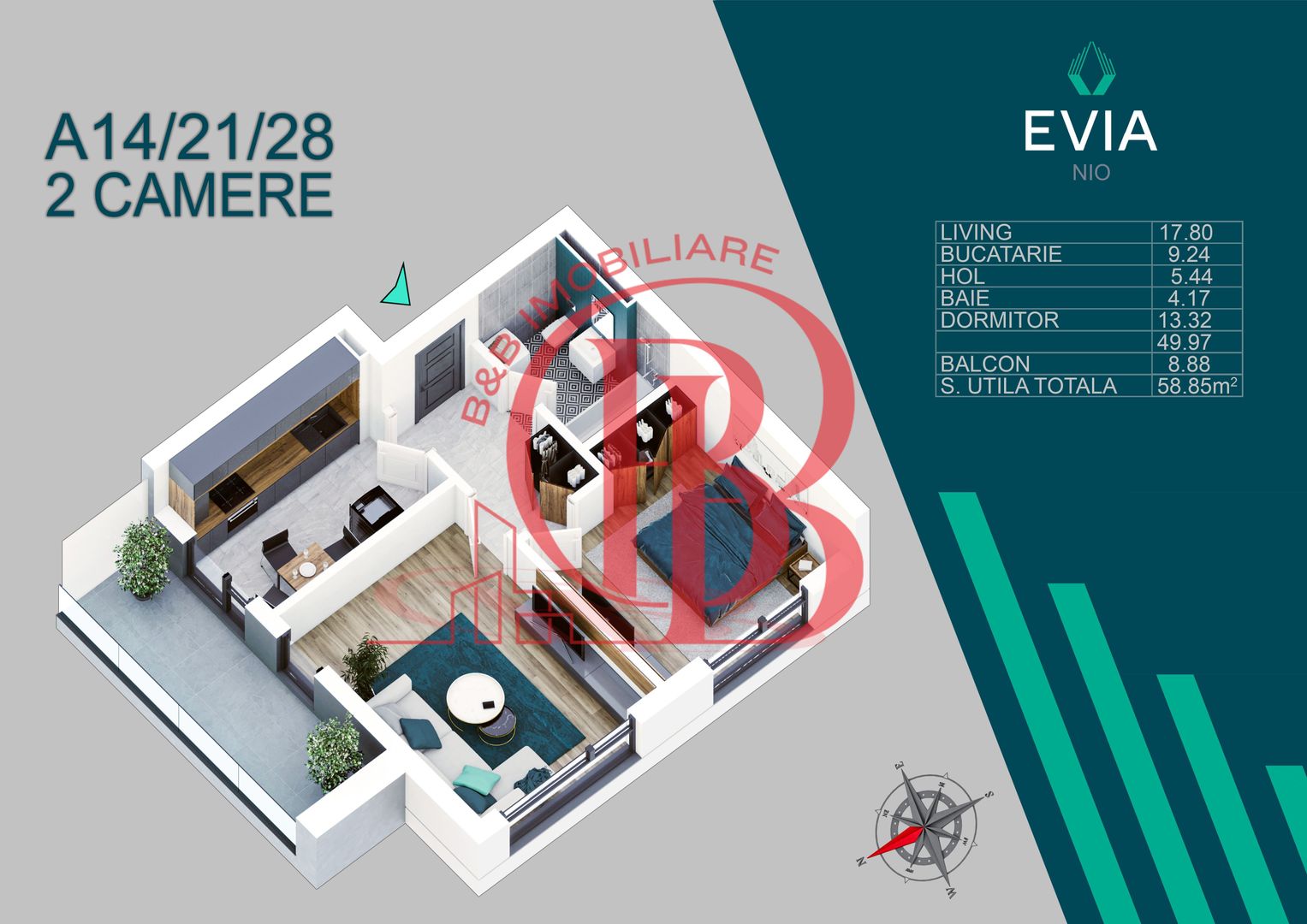 Apartament 2 camere Mutare Rapida Metrou Nicolae Teclu - Schiță 2