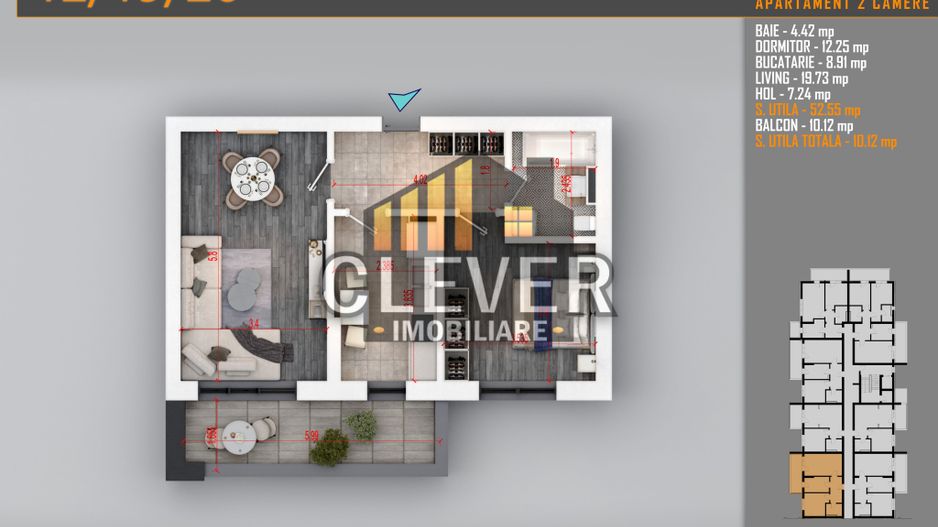 Ap 2 Camere | 63 mp Total | Balcon 10,47 mp | Comision 0% - metrou Teclu - Poză 3