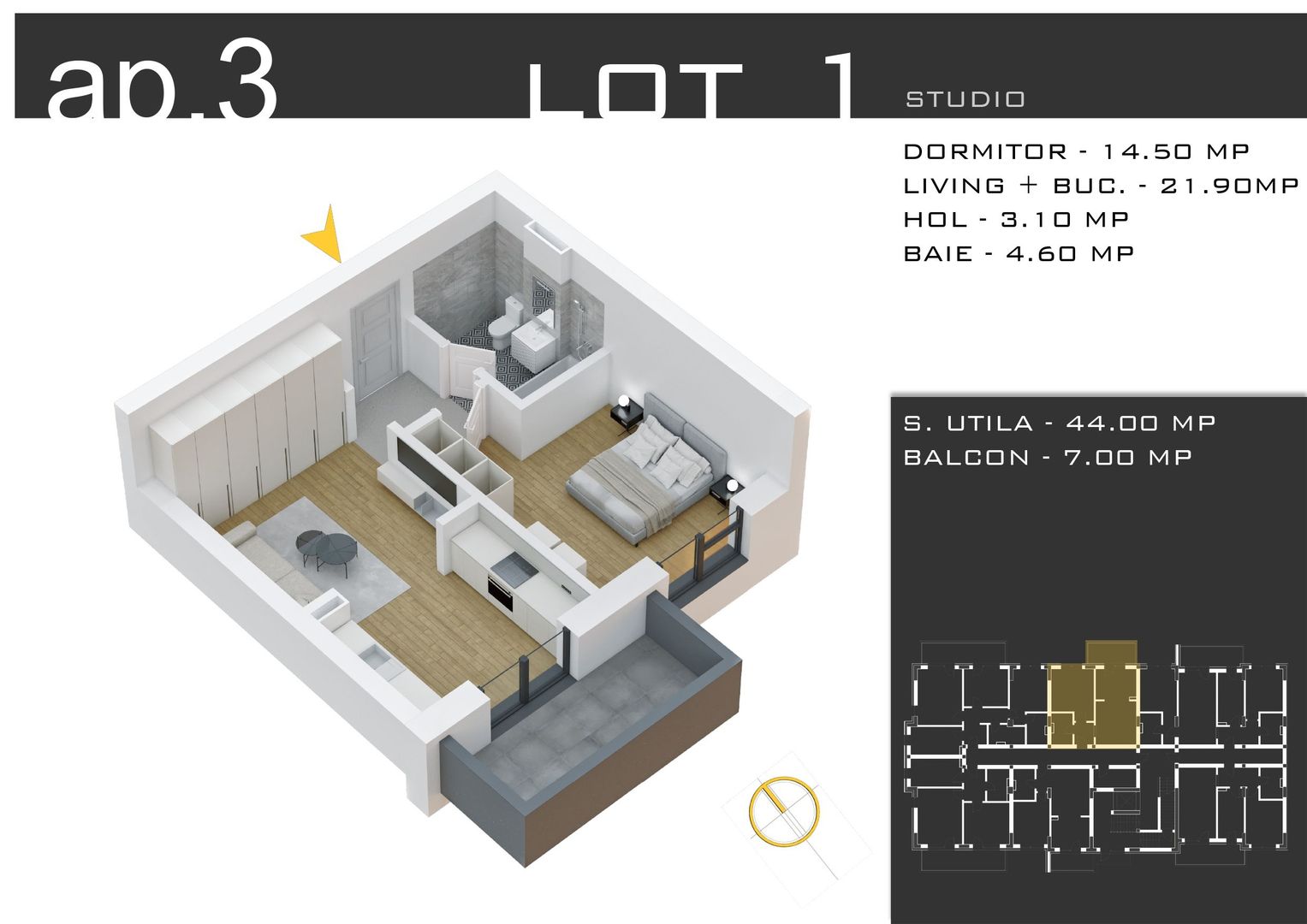 2 camere  -parcare inclusa -proiect nou -Pallady - Schiță 11
