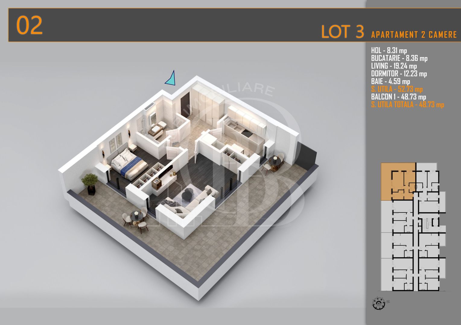 Apartament 2 camere cu terasa Titan-Pallady-Metrou Teclu - Schiță 1