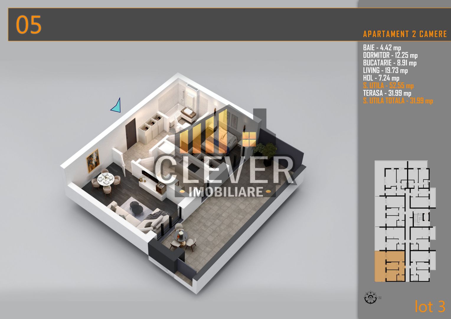 Apartament 2 Camere cu terasa de 33 mp și Comision 0%, metrou Teclu - Poză 2