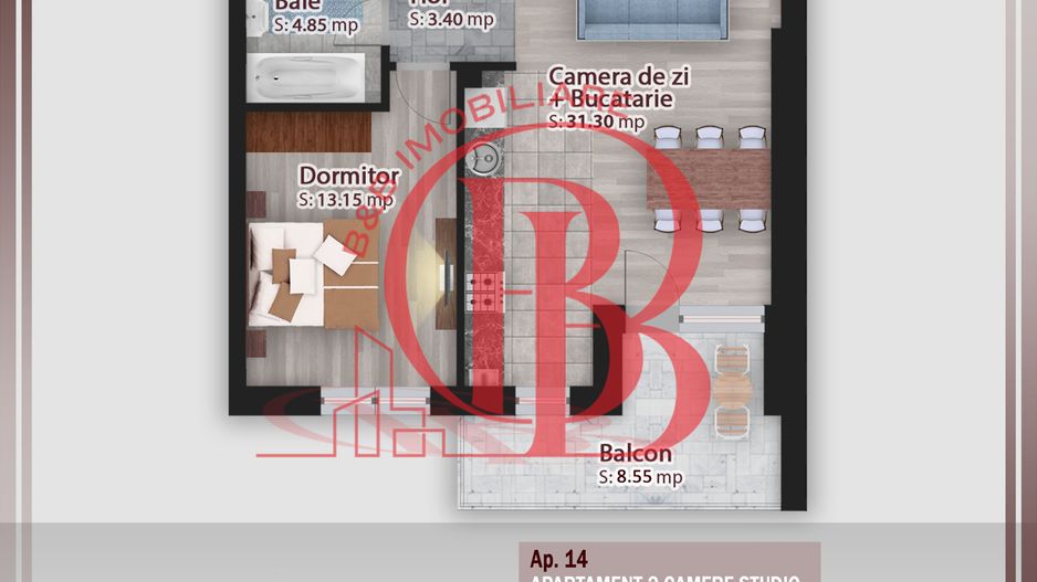 2 camere spatios -oferta lansare proiect Pallady - Schiță 7