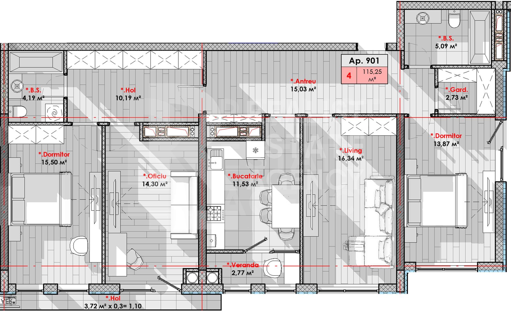 Vânzare, apartament, 4 camere, șos. Hâncești, Telecentru - Poză 5