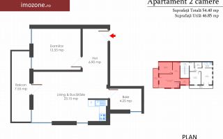 Apartament 2 camere, bloc nou, finisat la cheie, centrala termica individuala - Schiță 11