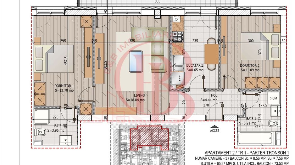 Apartament 3 camere Titan Pallady Metrou N. Teclu Comision 0 - Schiță 16