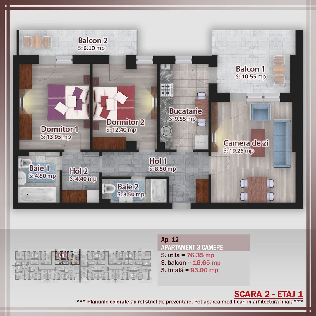 3 camere  -oferta lansare proiect Pallady - Schiță 1