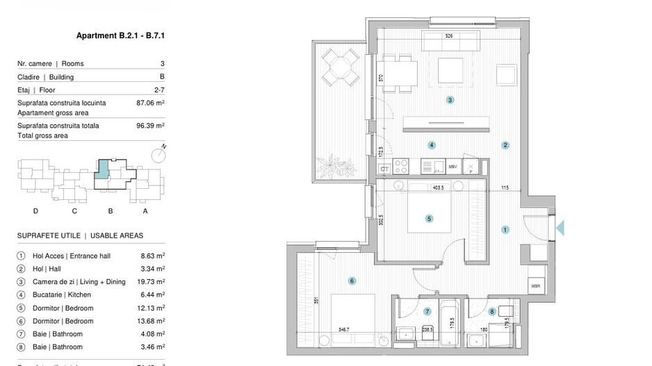 Apartament 3 camere | Bloc Nou Finalizat | Piata Presei Libere - Poză 9