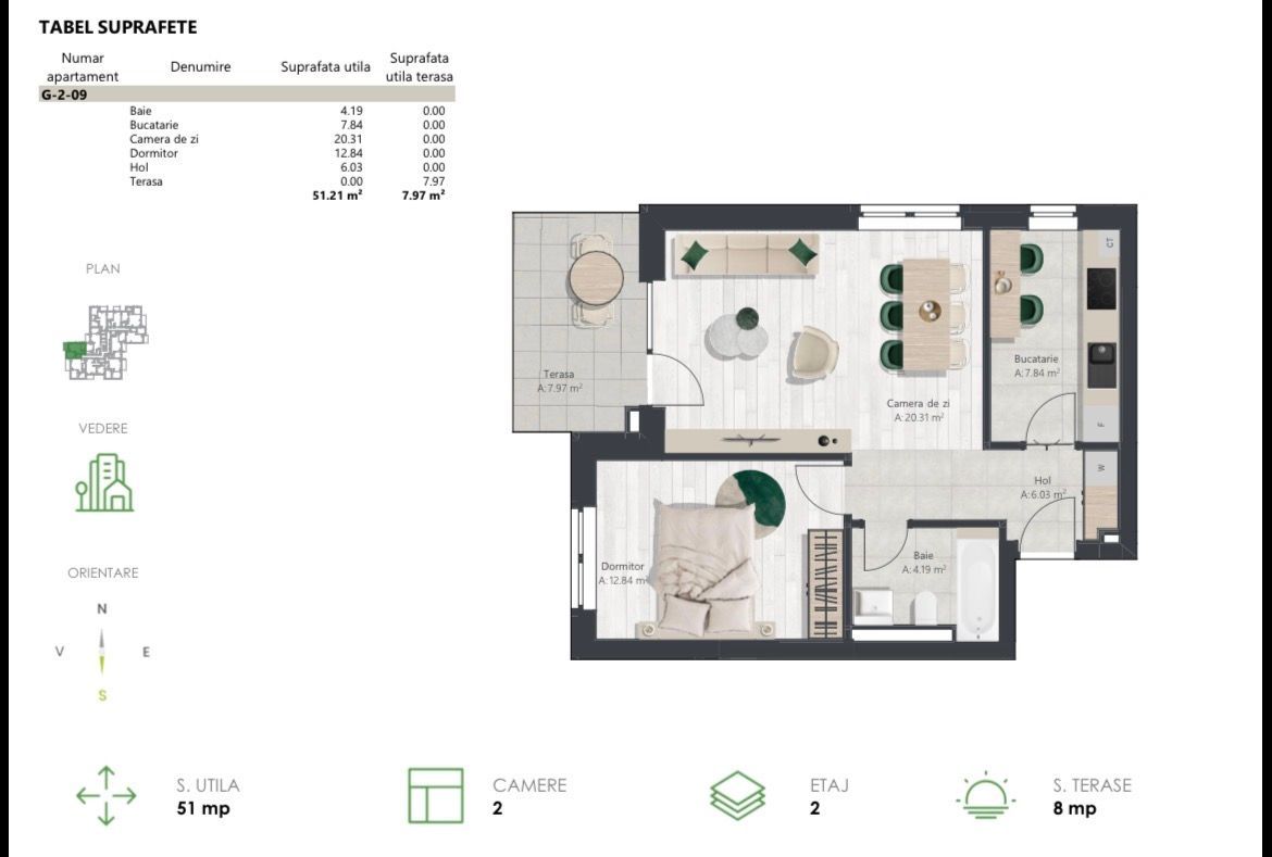 COM 0% Apartament nou cu 2 camere, bucatarie inchisa | Denya Forest - Poză 11