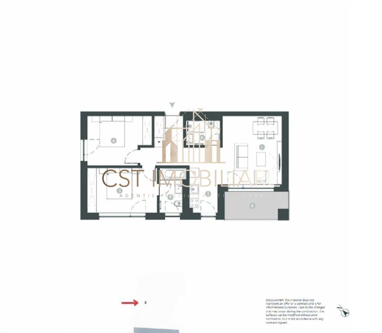 Apartament cu 3 camere, 2 bai si balcon – PALTIM, Timisoara - Poză 2